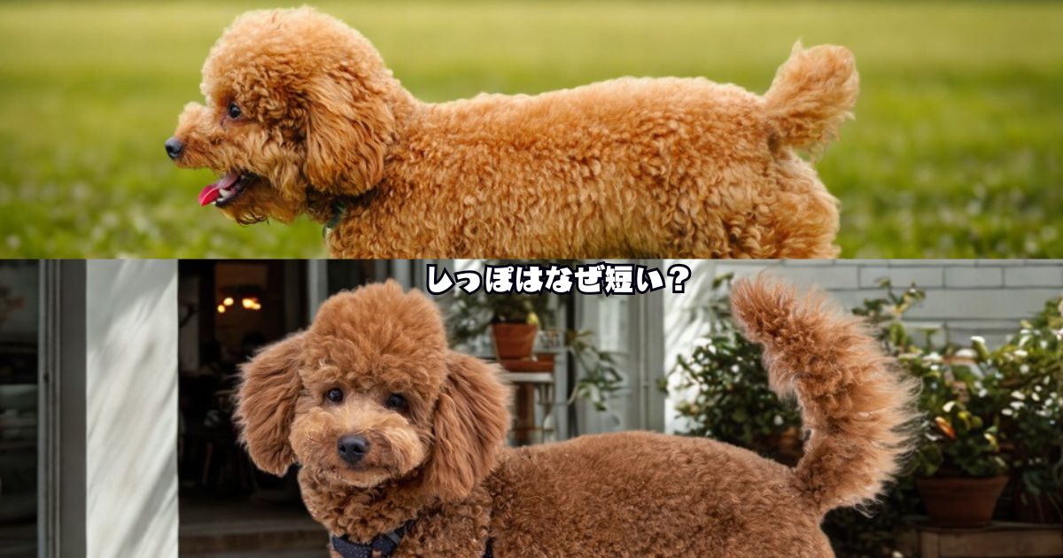 トイプードルのしっぽの長さの違いを比較した画像（断尾あり・なし）