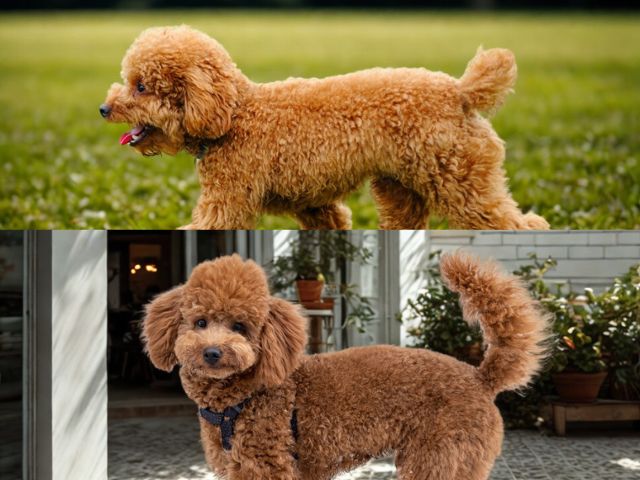 トイプードルのしっぽの長さの違いを比較した画像（断尾あり・なし）