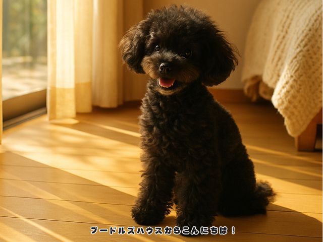 秋の陽だまりで過ごすトイプードルたち